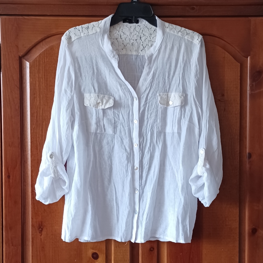 Women's Elementz Button-down Blouse - White (XL)